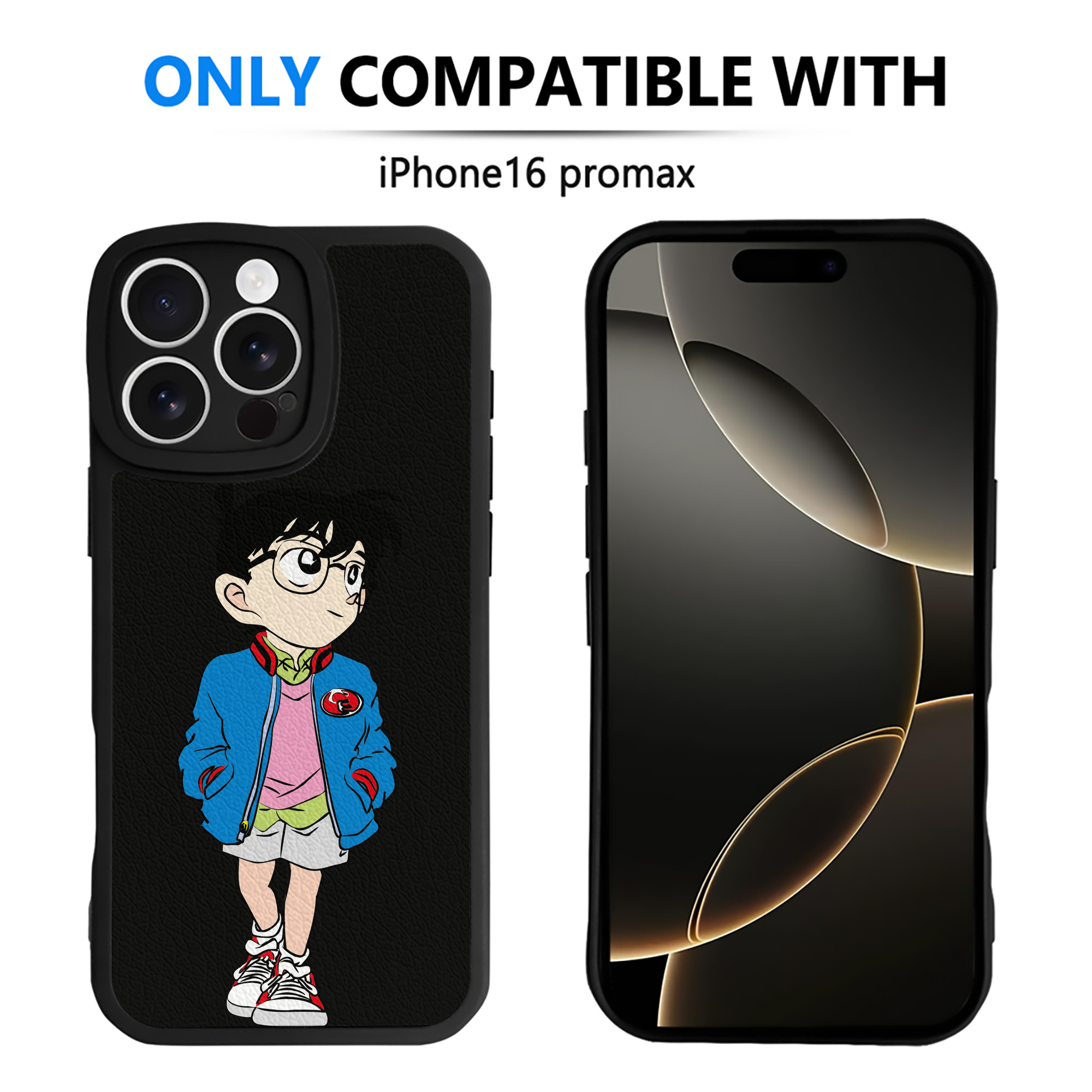 （画像用） 名探偵コナン 江戸川 コナン Detective Conan Conan Edogawa 【iPhone 16シリーズ対応】シリコンスマホケース（レザー調） 材質：シリコン